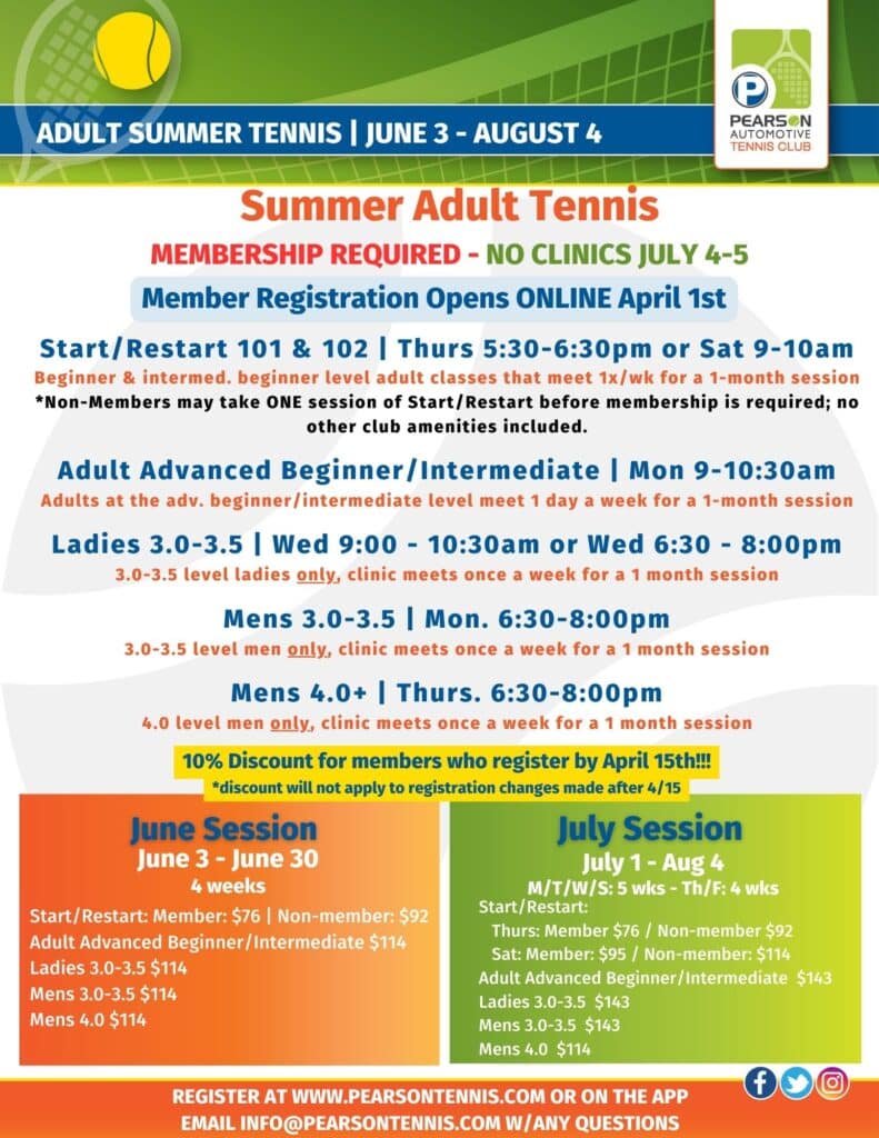 Adult (18+) Summer Pearson Automotive Tennis Club