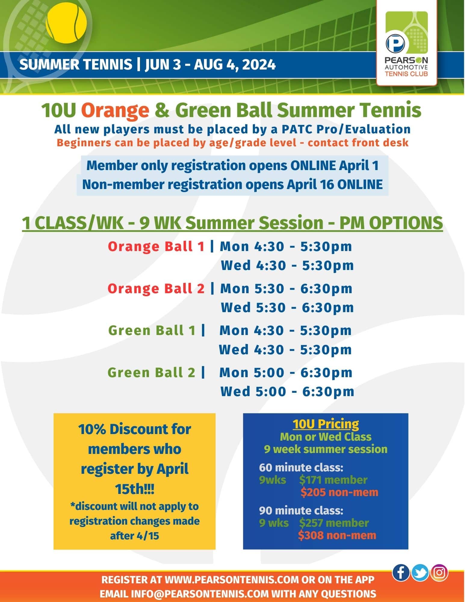 10 and Under Summer Pearson Automotive Tennis Club
