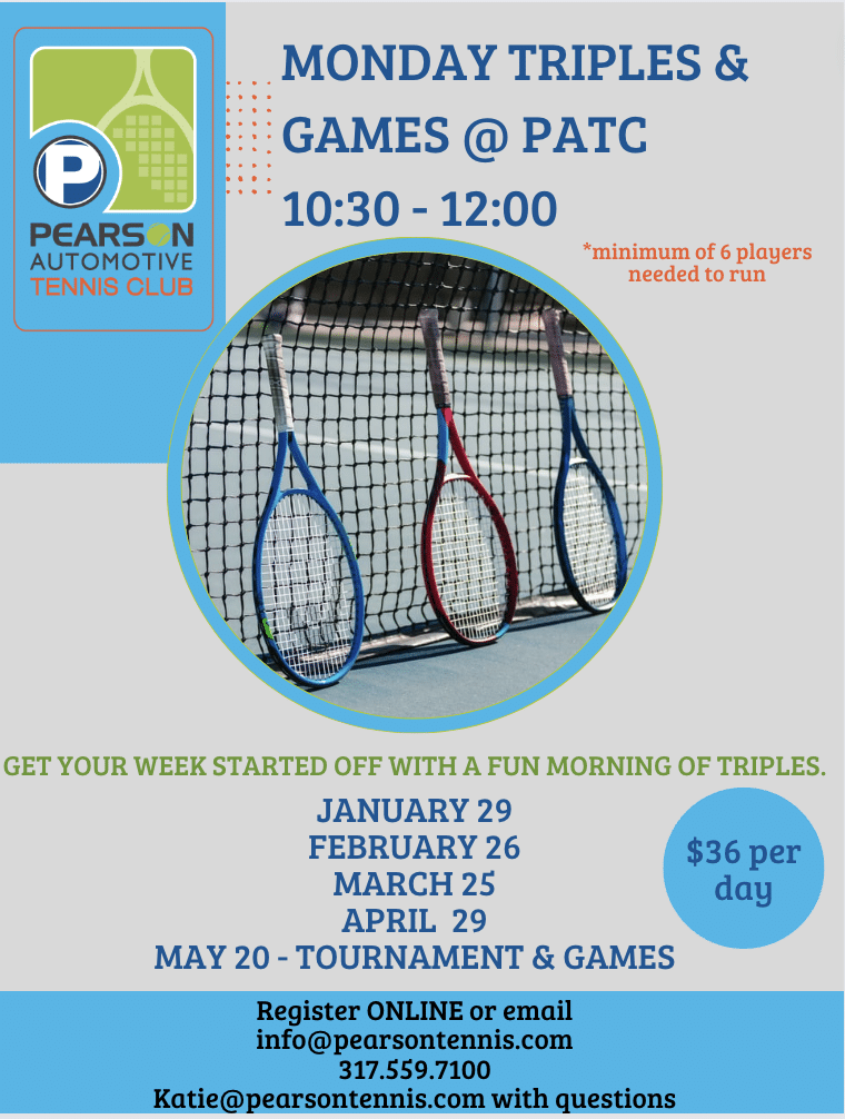 Club Calendar Pearson Automotive Tennis Club